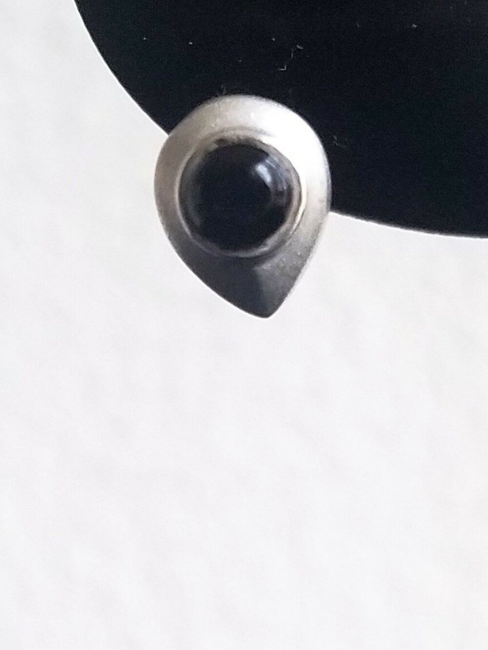 Sterling Silver 925 VINTAGE onyx earrings oval post abstract artisan handcrafted